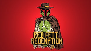 Red Fett Redemption digital wallpaper, Star Wars, Boba Fett, Red Dead Redemption, red background HD wallpaper