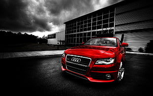 red Audi car, car, Audi HD wallpaper