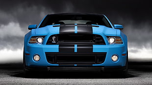blue and black Ford Mustang Cobra HD wallpaper