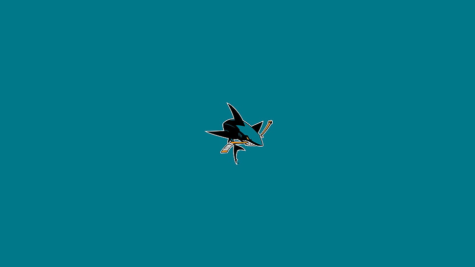 black and teal shark illustration HD wallpaper