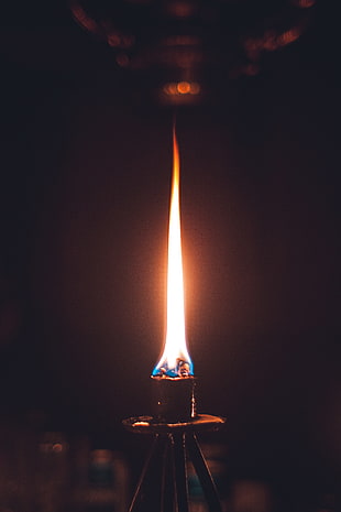 black metal lamp, Fire, Flame, Wick
