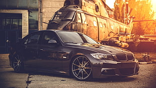 black BMW sedan, BMW, car, vehicle