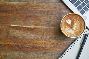 cappuccino in white ceramic coffee cup HD wallpaper