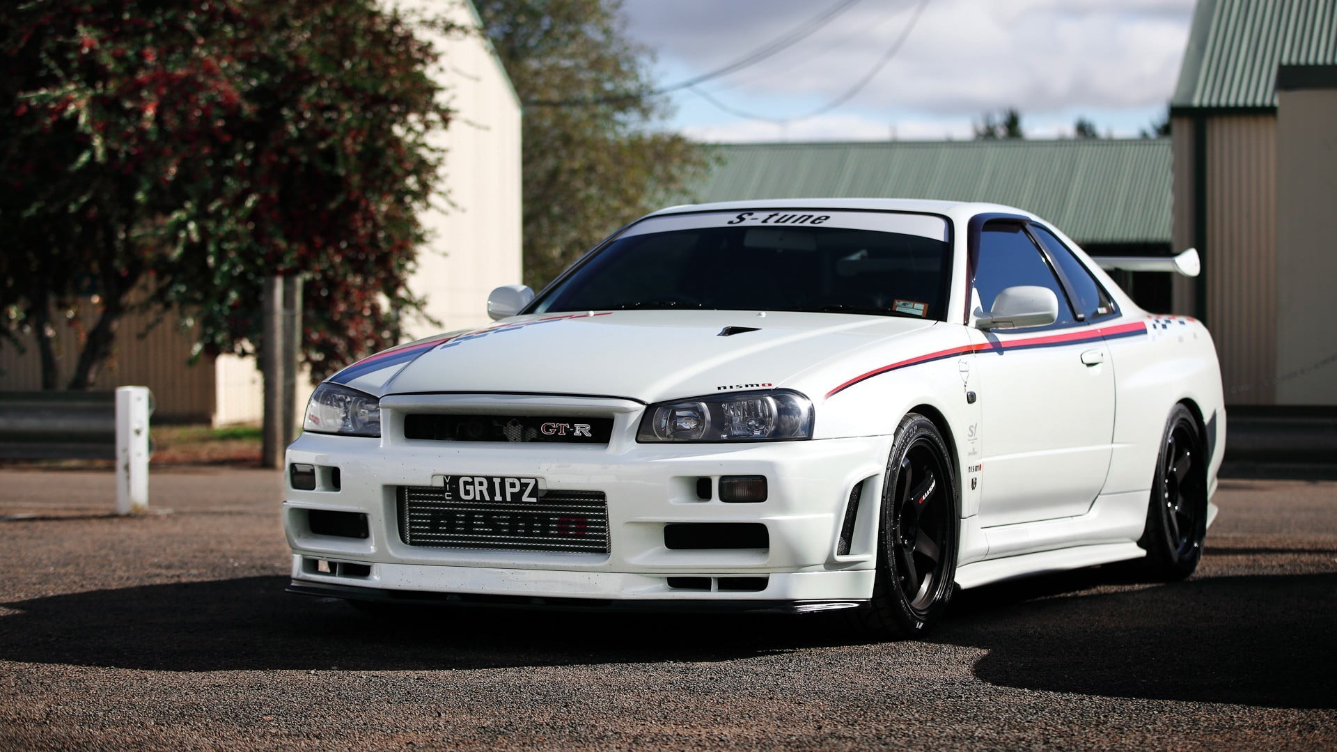 white coupe, Nissan Skyline GT-R R34, car, JDM, tuning