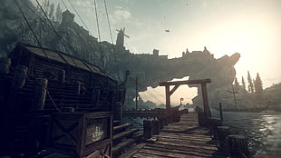 brown wooden dock, The Elder Scrolls V: Skyrim, video games