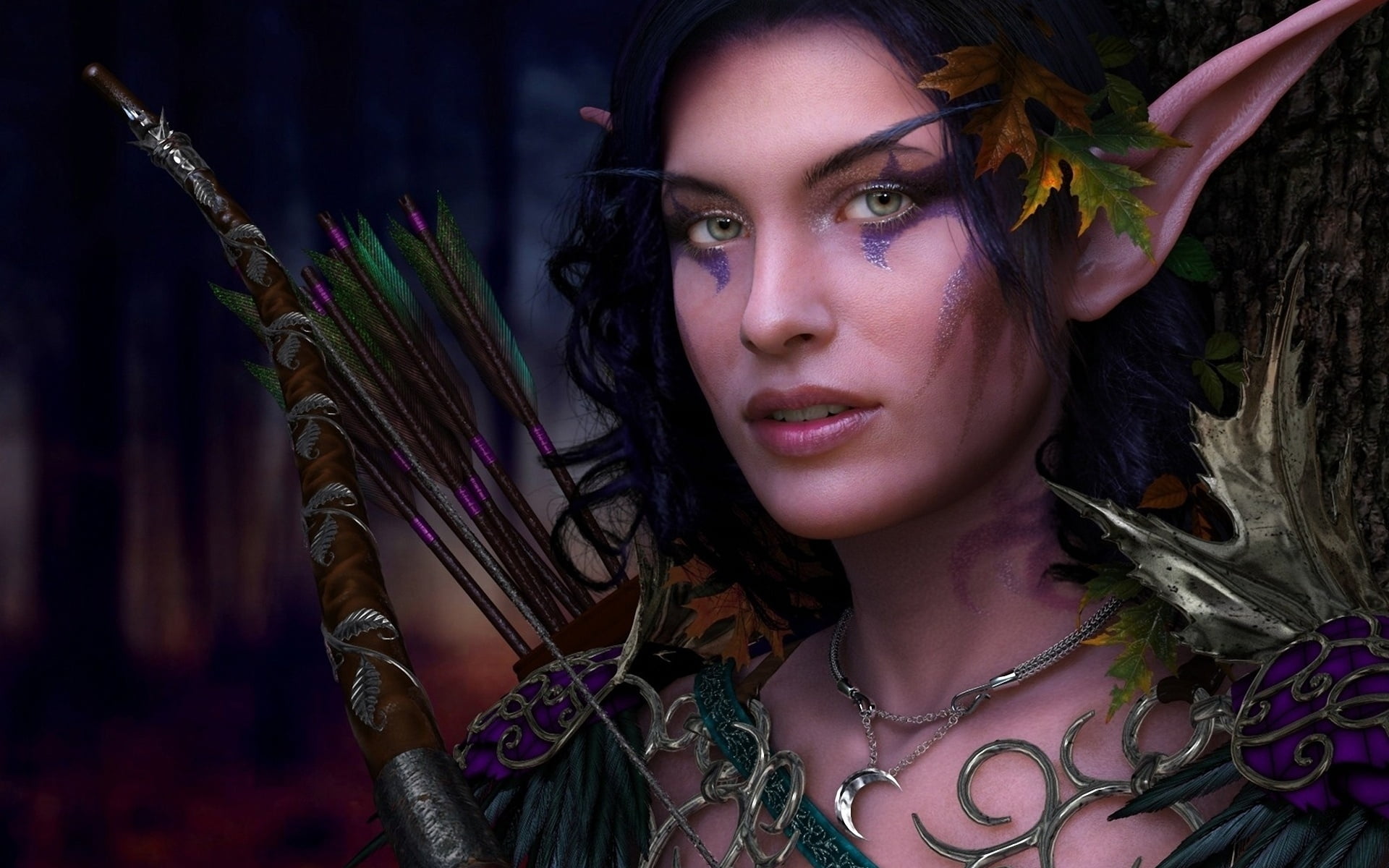 1366x768 resolution | female elf archer character HD wallpaper ...