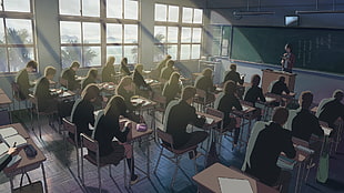 school academy anime, anime, classroom HD wallpaper