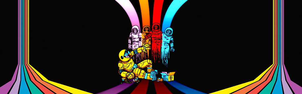 astronaut illustration, artwork, astronaut, Pac-Man  HD wallpaper