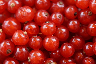 photo of stack of red cherries