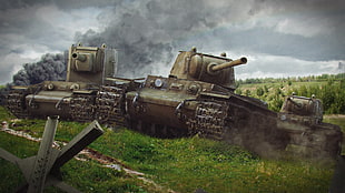 two gray ammunition tanks