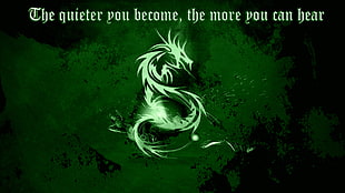 green and white dragon illustration, dragon, quote