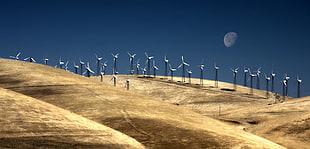 landscape photography of wind mills