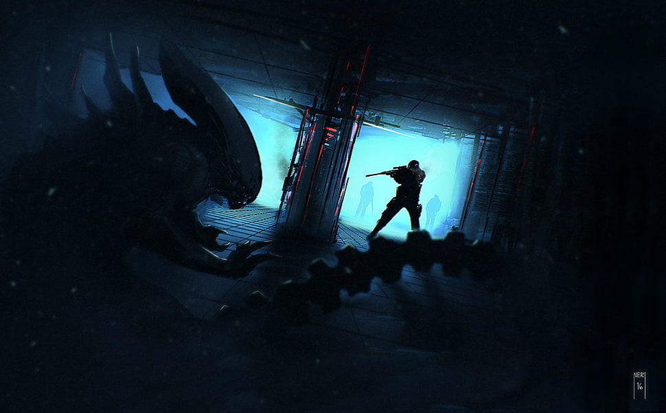 video game illustration, horror, science fiction, Xenomorph, artwork HD wallpaper