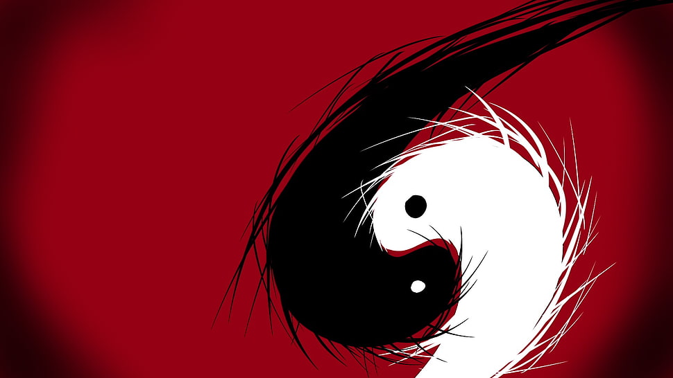Yin Yang illustration, Yin and Yang HD wallpaper