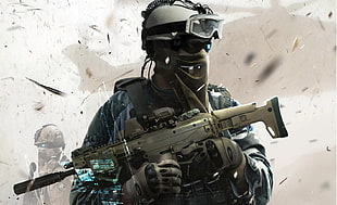 person holding brown rifle digital wallpaper, Ghost Recon, soldier, Tom Clancy's Ghost Recon, Tom Clancy's Ghost Recon: Future Soldier HD wallpaper