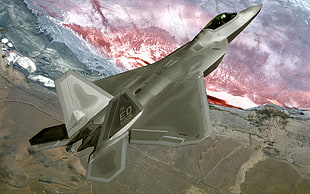 gray fighter plane digital wallpaper, F-22 Raptor, airplane, military, military aircraft HD wallpaper