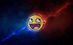 happy emoji, space, planet, Moon, Earth