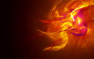 yellow and blue flame illustration HD wallpaper