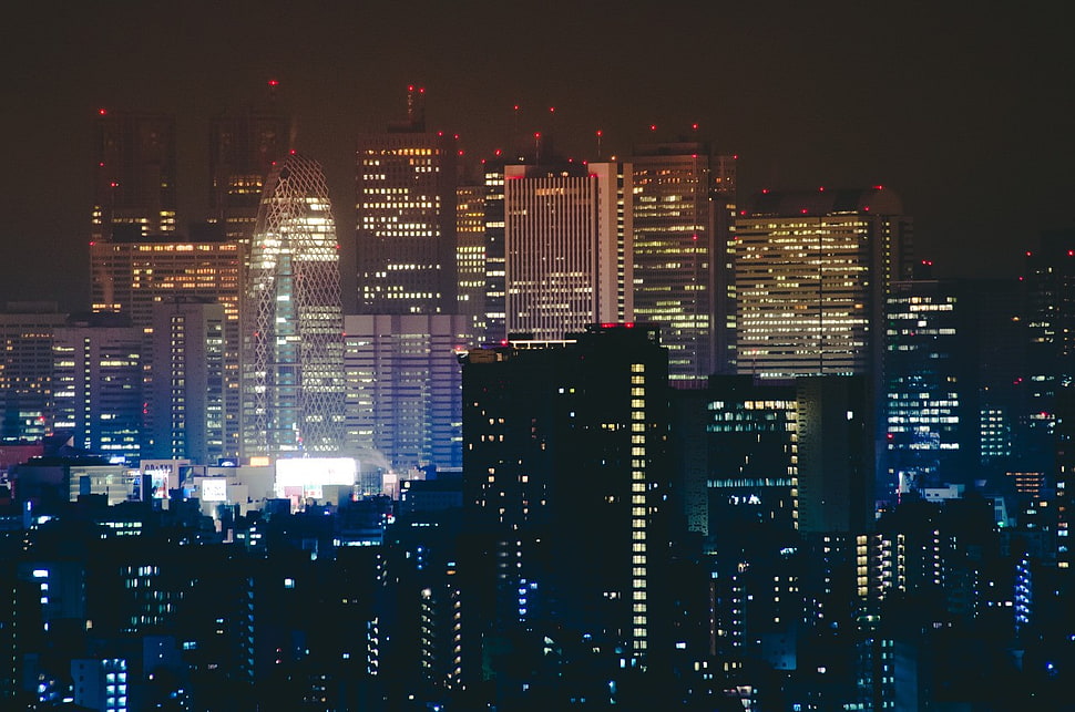 skyscrapers, Japan, city, night HD wallpaper