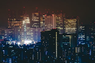 skyscrapers, Japan, city, night