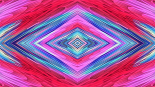 blue, red, and green abstract painting, abstract, pattern