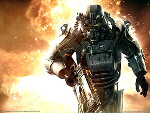 character wearing armor game digital wallpaper
