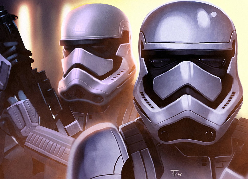 Stormtroopers digital wallpaper, Star Wars: The Force Awakens, stormtrooper, artwork HD wallpaper