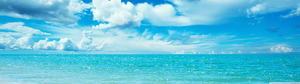 panoramic photography of body of water, multiple display, sky, clouds, water HD wallpaper