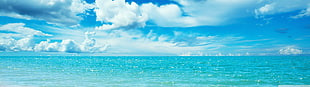 panoramic photography of body of water, multiple display, sky, clouds, water