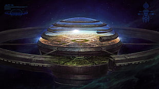 dome building digital wallpaper, fantasy art, space, science fiction, futuristic