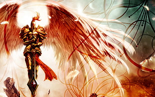 knight with angel wing digital wallpaper, League of Legends, Kayle