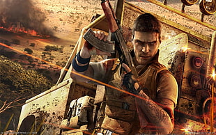 game soldier character with AK-47 rifle, Far Cry 2 HD wallpaper
