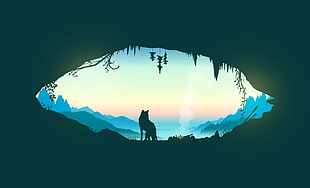 silhouette of wolf HD wallpaper