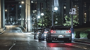 three grey vehicles, Nissan Skyline GT-R R34, car HD wallpaper