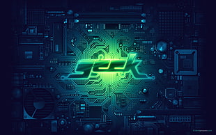Geek logo, typography, circuitry HD wallpaper