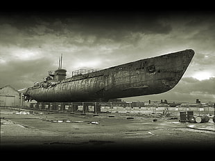 submarine illustration, U-Boat, vehicle, military