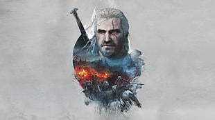 white haired man illustration, The Witcher, The Witcher 3: Wild Hunt, Geralt of Rivia, CD Projekt RED HD wallpaper