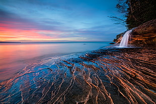 calm water, nature, landscape, sunset, lake HD wallpaper