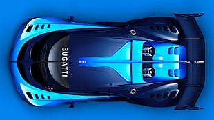 blue and black Bugatti sports car, car, sports car, concept cars, blue