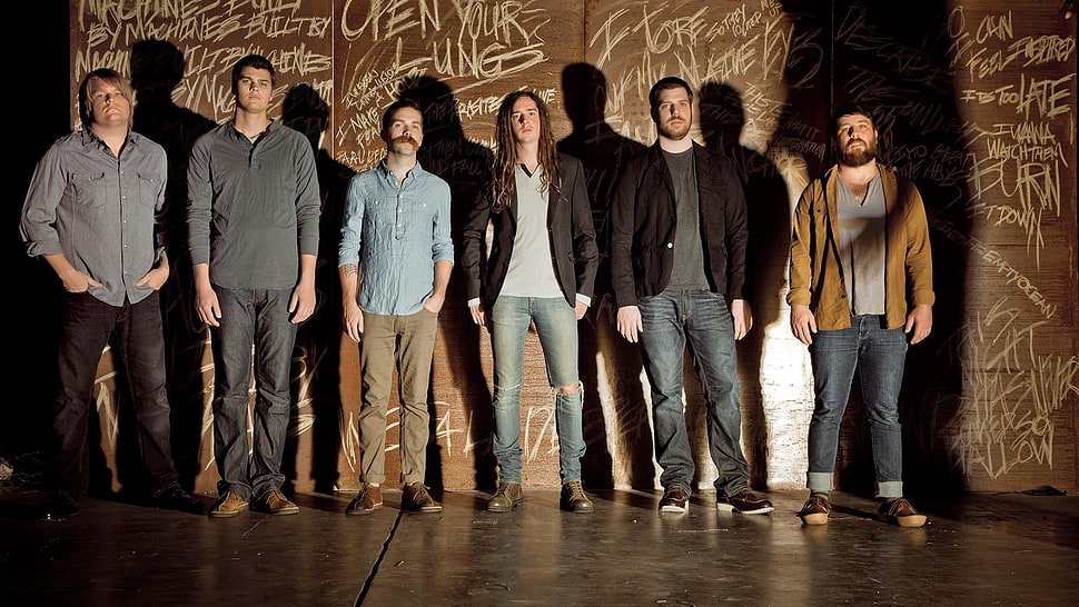six person standing taking photo HD wallpaper
