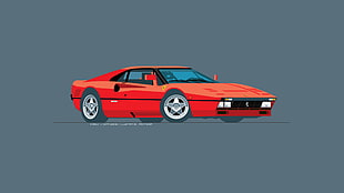 red coupe illustration, Ferrari, red, car, 288 GTO