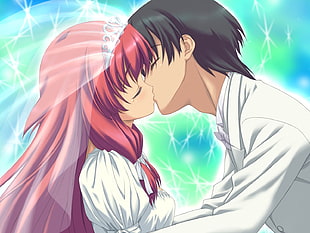 anime couple kissing