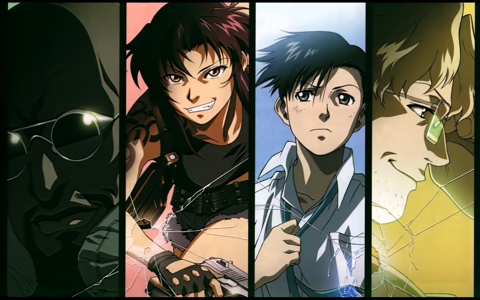 Four Anime Characters Collage Digital Wallpaper Black Lagoon Ducth Okajima Rokuro Hd Wallpaper Wallpaper Flare