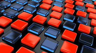 red and blue box case lot, abstract, digital art