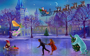 Christmas Village illustration HD wallpaper