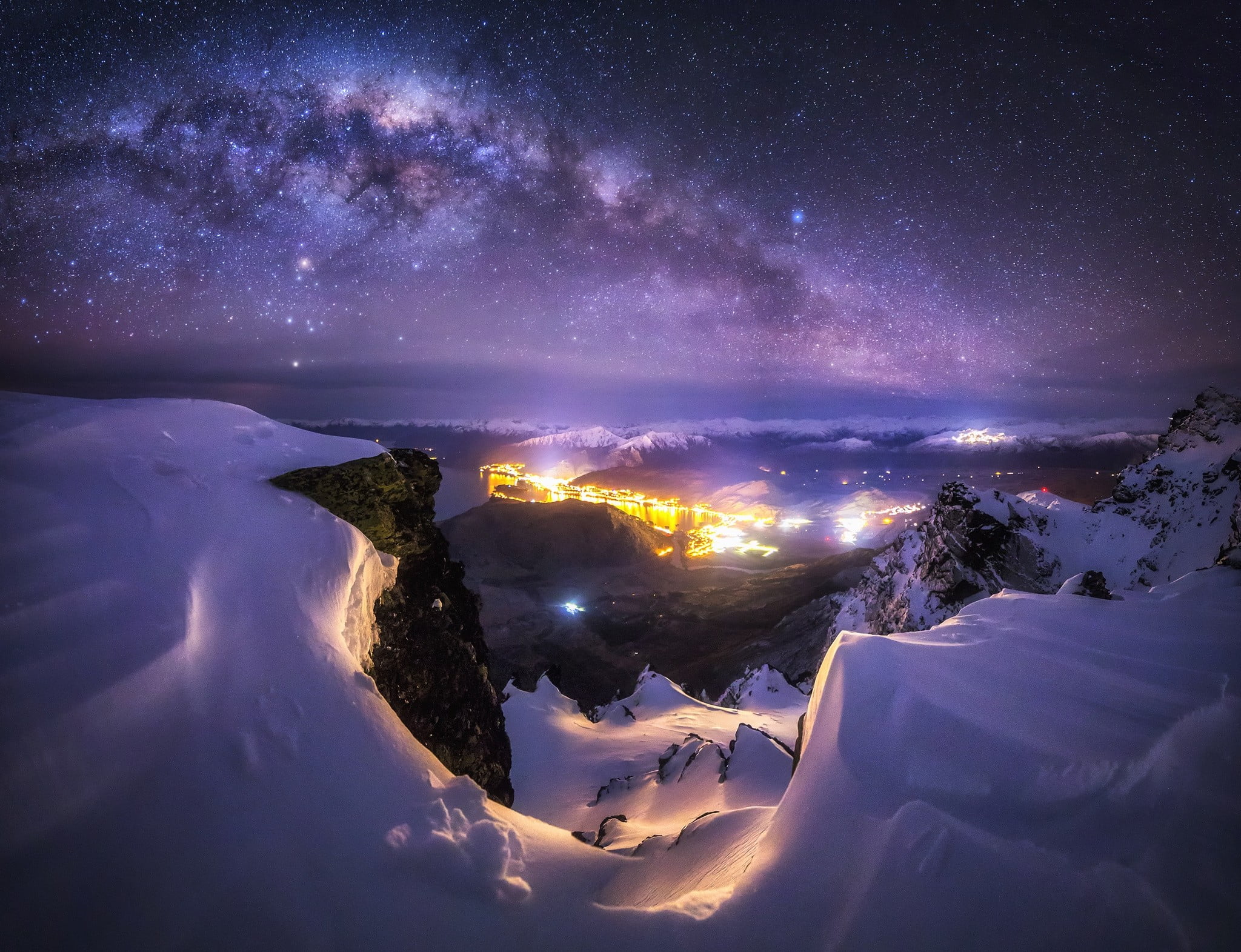  Galaxy  under snow covered mountain  HD wallpaper 