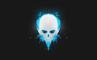 white and blue skull logo