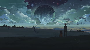 silhoutte of a boy and girl