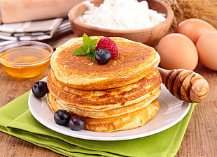 Pancakes,  Raspberry,  Pancakes,  Honey HD wallpaper
