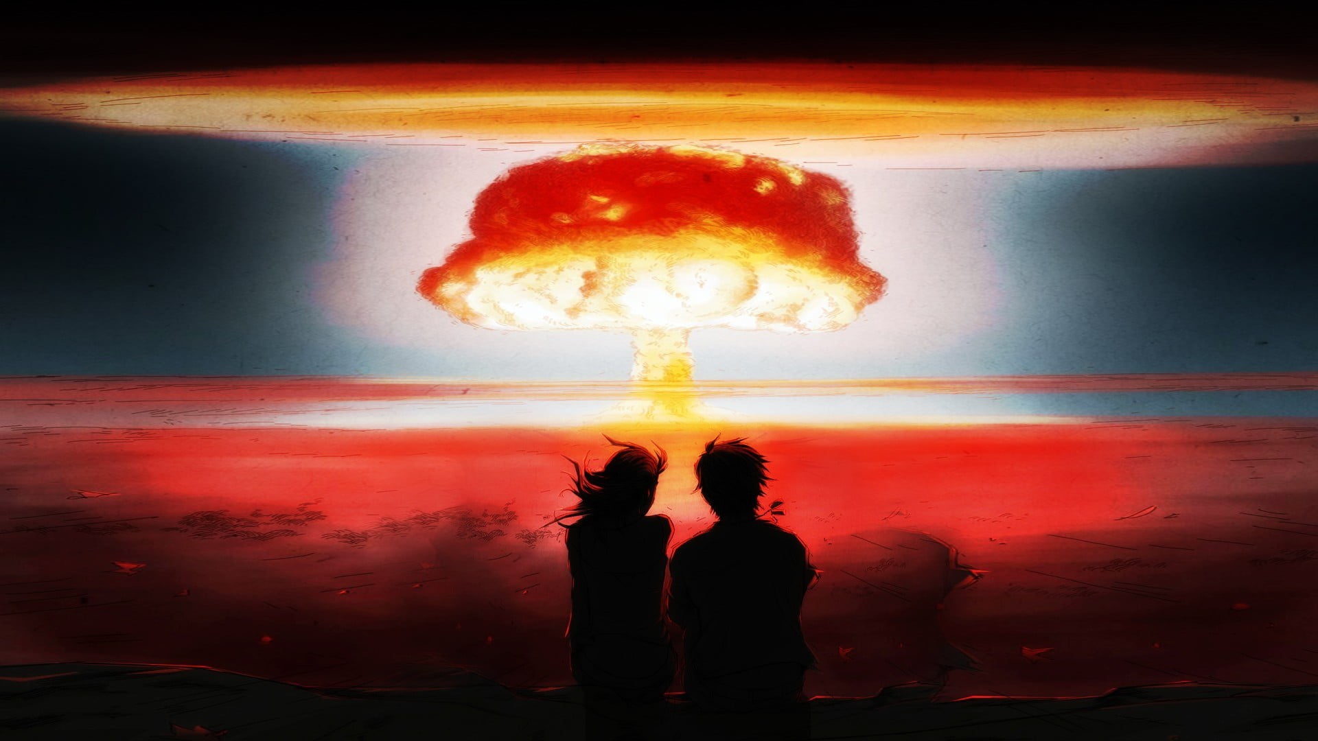 mushroom cloud illustration, nuclear, atomic bomb, apocalyptic